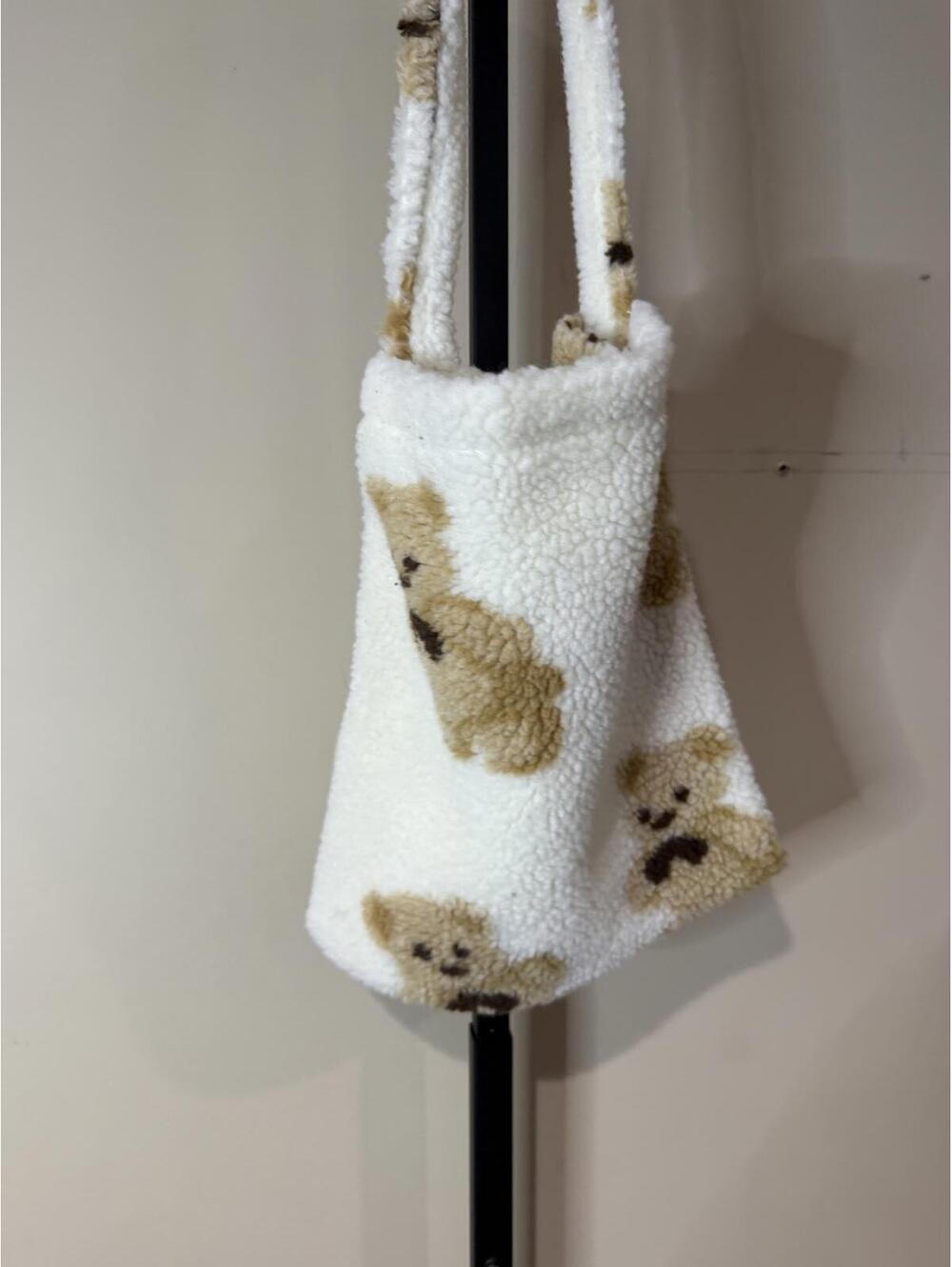 Women's Teddy Bear Patterned Shoulder Bag Fleece